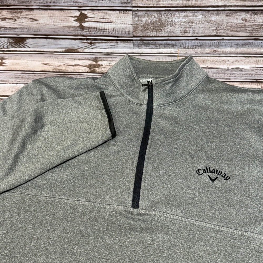 Callaway Quarter Zip Pullover Mens Large Gray Waffle Knit Performance Golf